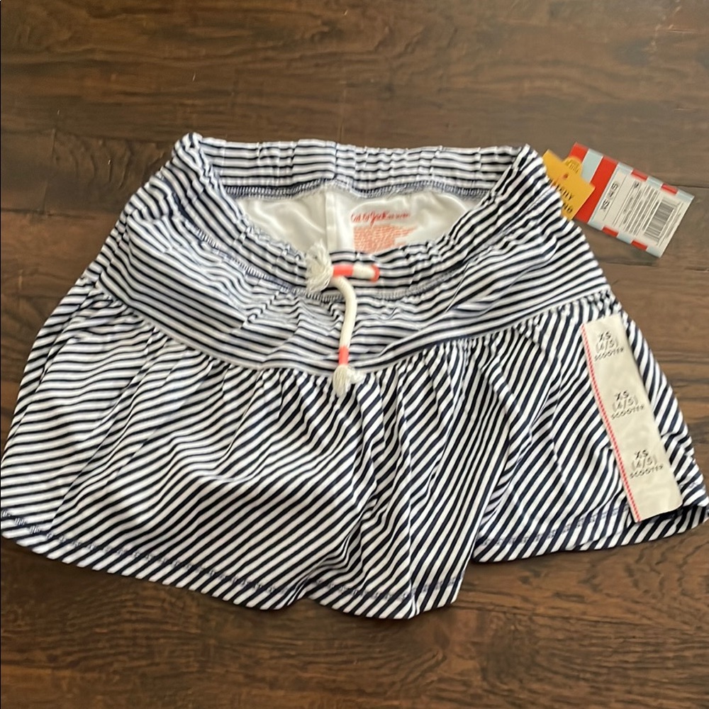 Navy and White Striped Skirt